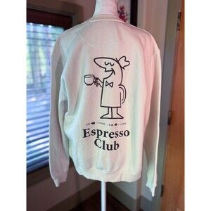 Denim & Flower Ricky Singh Espresso Club Sz Large Crewneck Cozy Soft